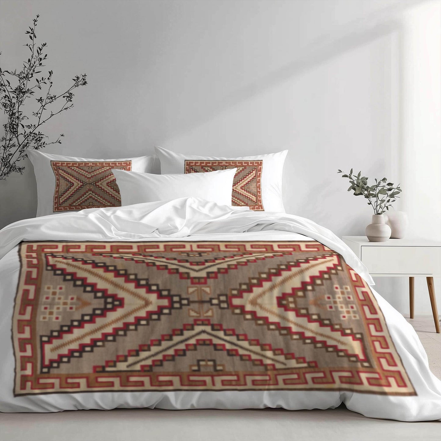 Native American Bedding Set – Geometric Duvet Cover 3 Piece Set with Zipper & Soft Fabric - timelessbohochic.com