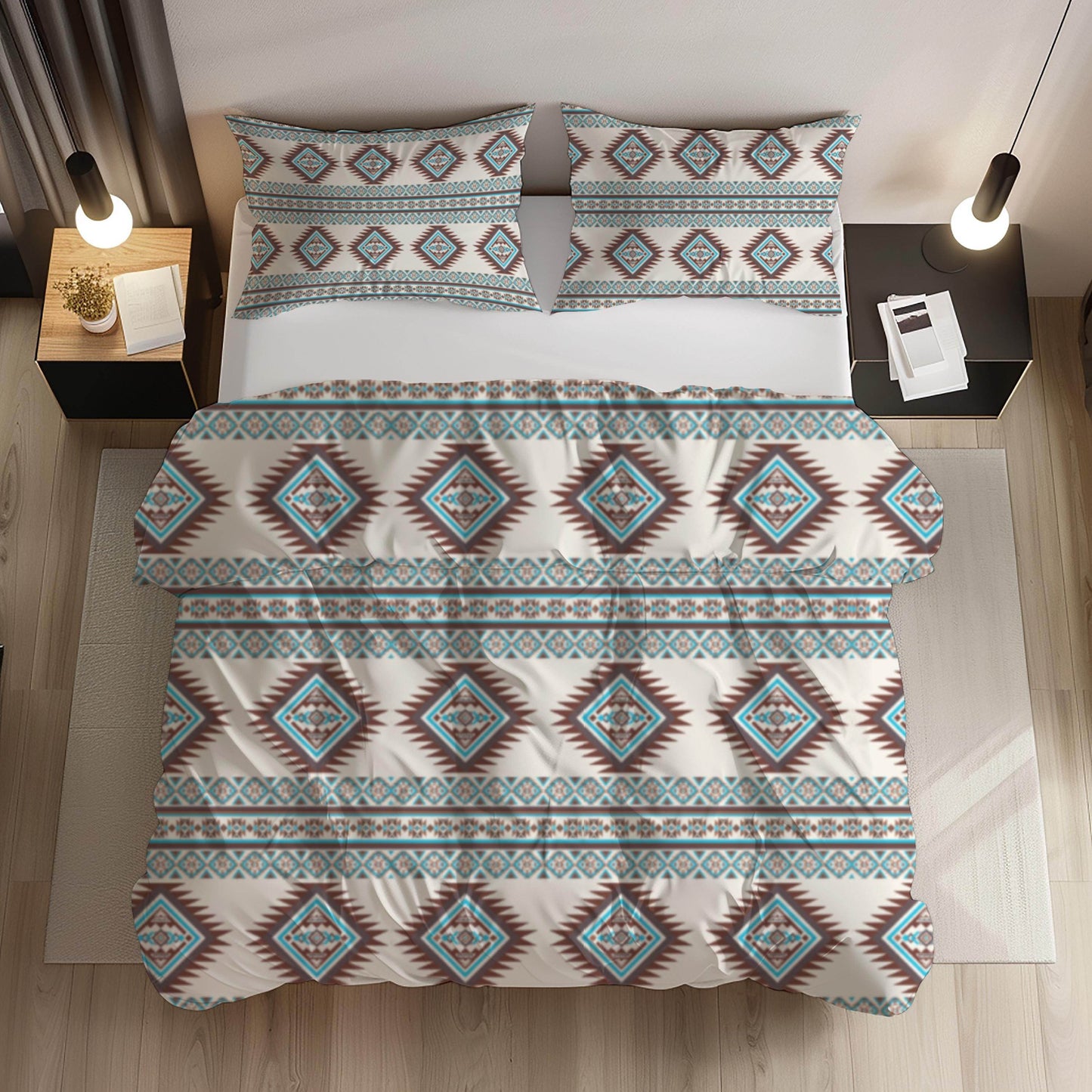 Native American Bedding Set | Soft Breathable Polyester 3 Piece Duvet Cover with Tribal Pattern - timelessbohochic.com