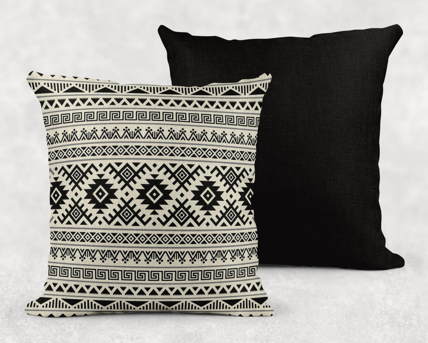 Boho Woven Pillow - Cotton Ikat Pattern, Vintage Tapestry Throw Cushion - timelessbohochic.com