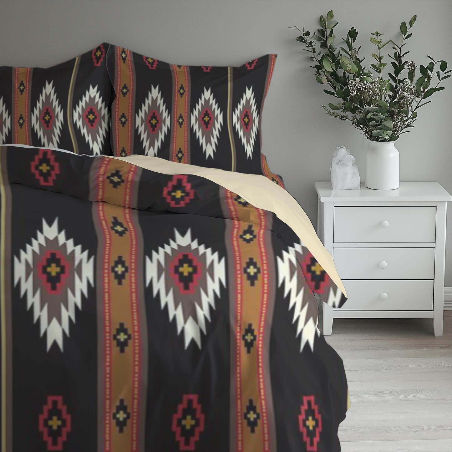 Southwestern Bedding Set | Geometric Bedding Set with Zippered Duvet Cover & Pillowcases, Queen - timelessbohochic.com