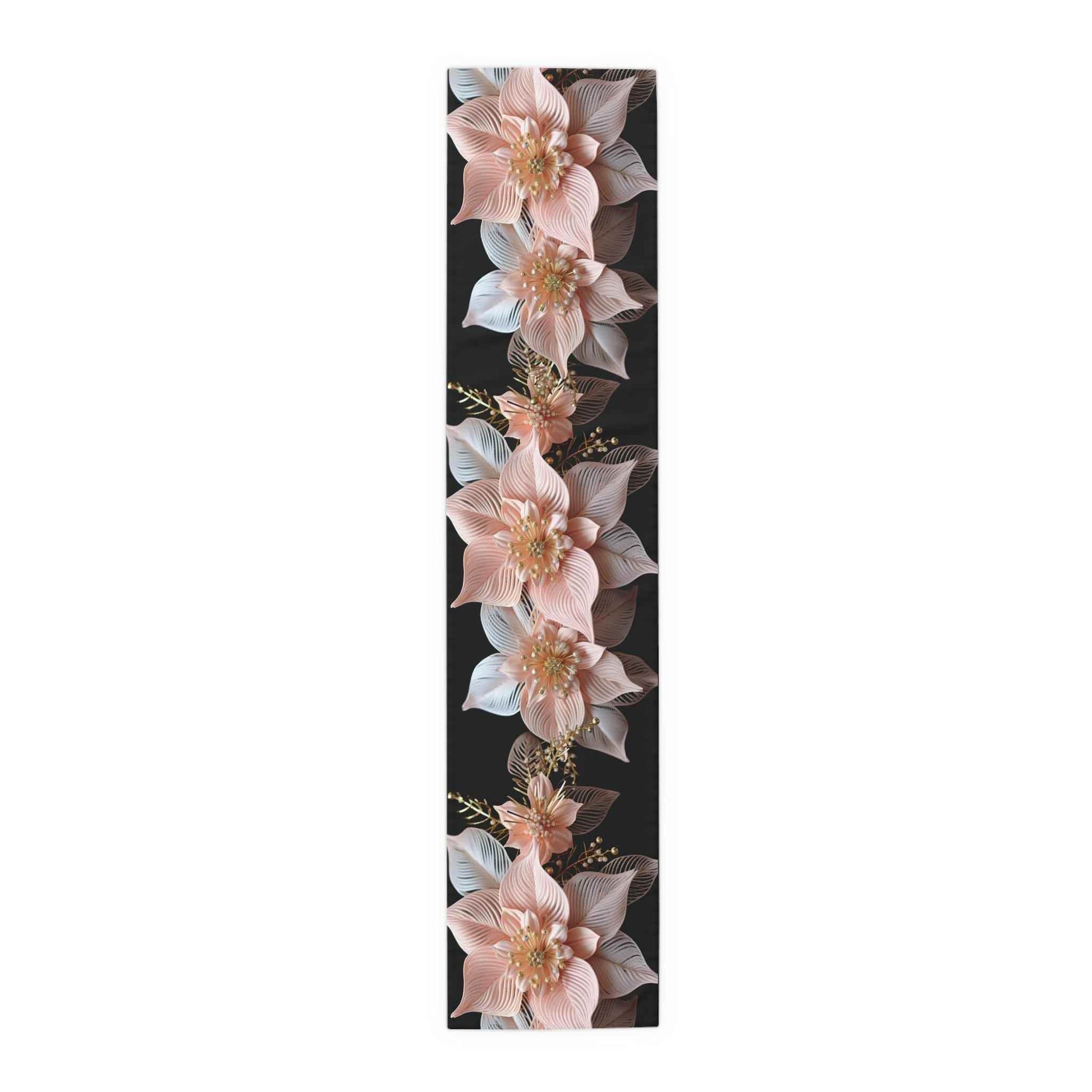 Poinsettia Table Runner | Christmas Table Decor - Soft Fabric Runner & Festive Accent - timelessbohochic.com