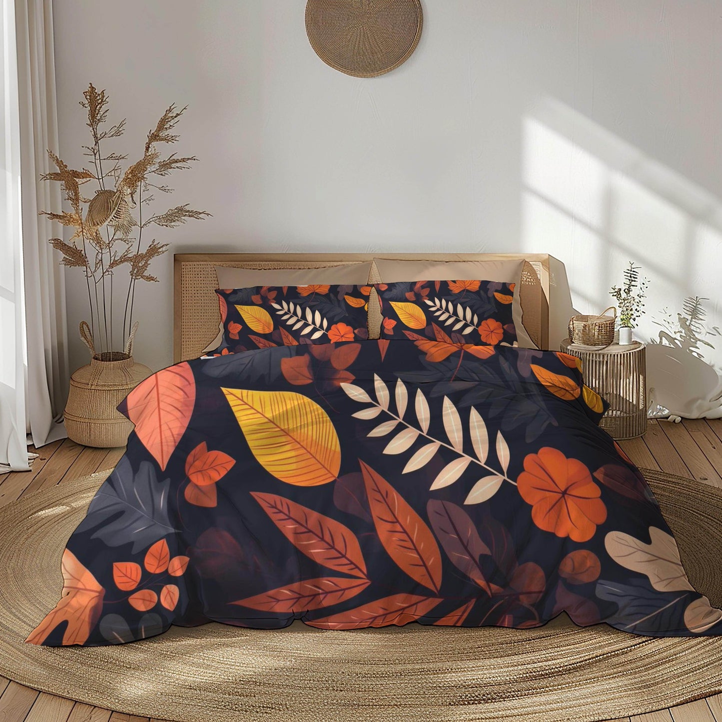 Harvest Season Bedding - Soft Breathable 3 Piece Fall Bedding Set With Leaf Print Duvet - timelessbohochic.com