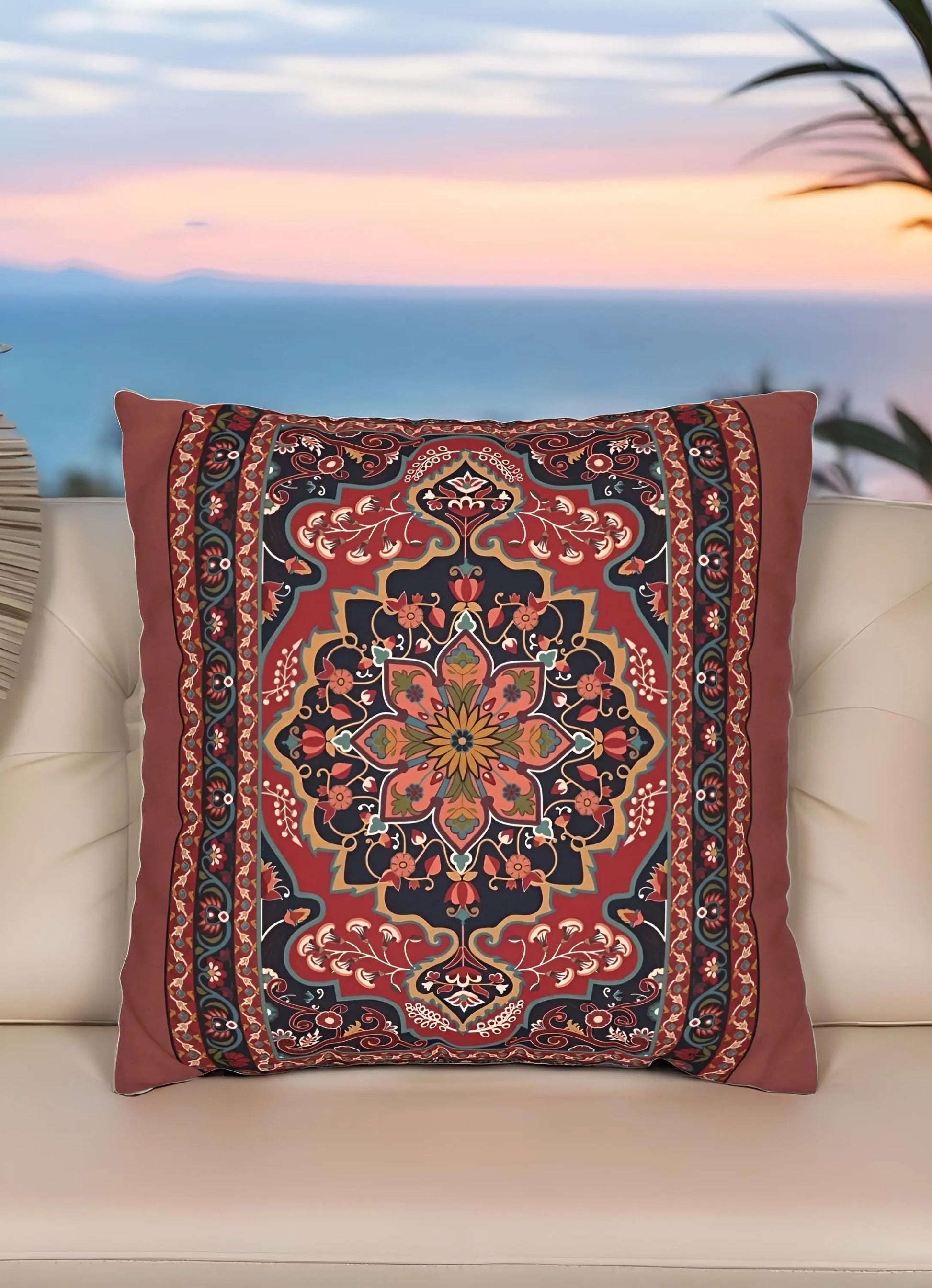 Turkish Rug Pillow - Woven Throw Pillow | Middle Eastern Decor Accent Cushion Cover