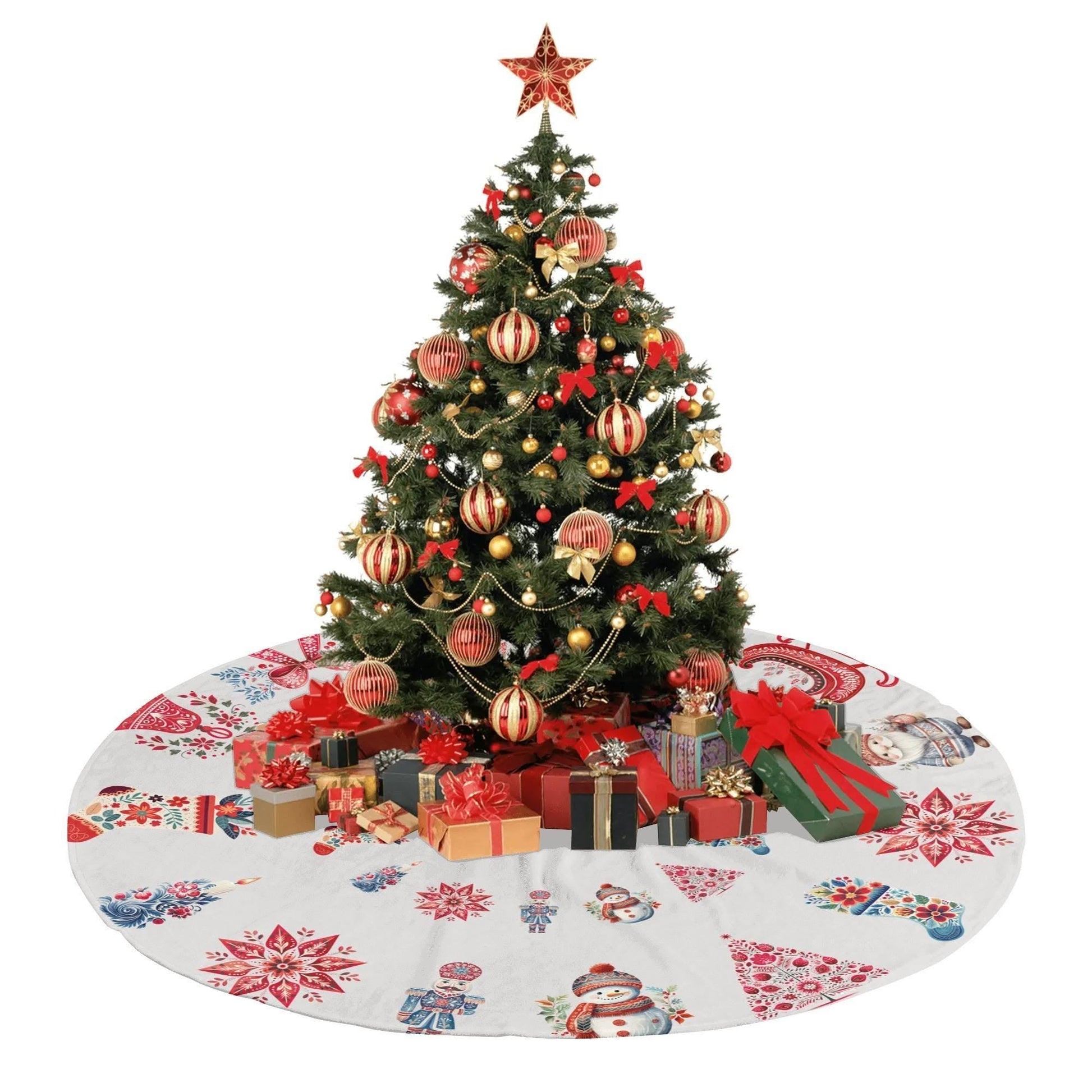 Nordic Christmas Tree Skirt – Scandinavian Holiday Decor | Cozy Winter Tree Skirt