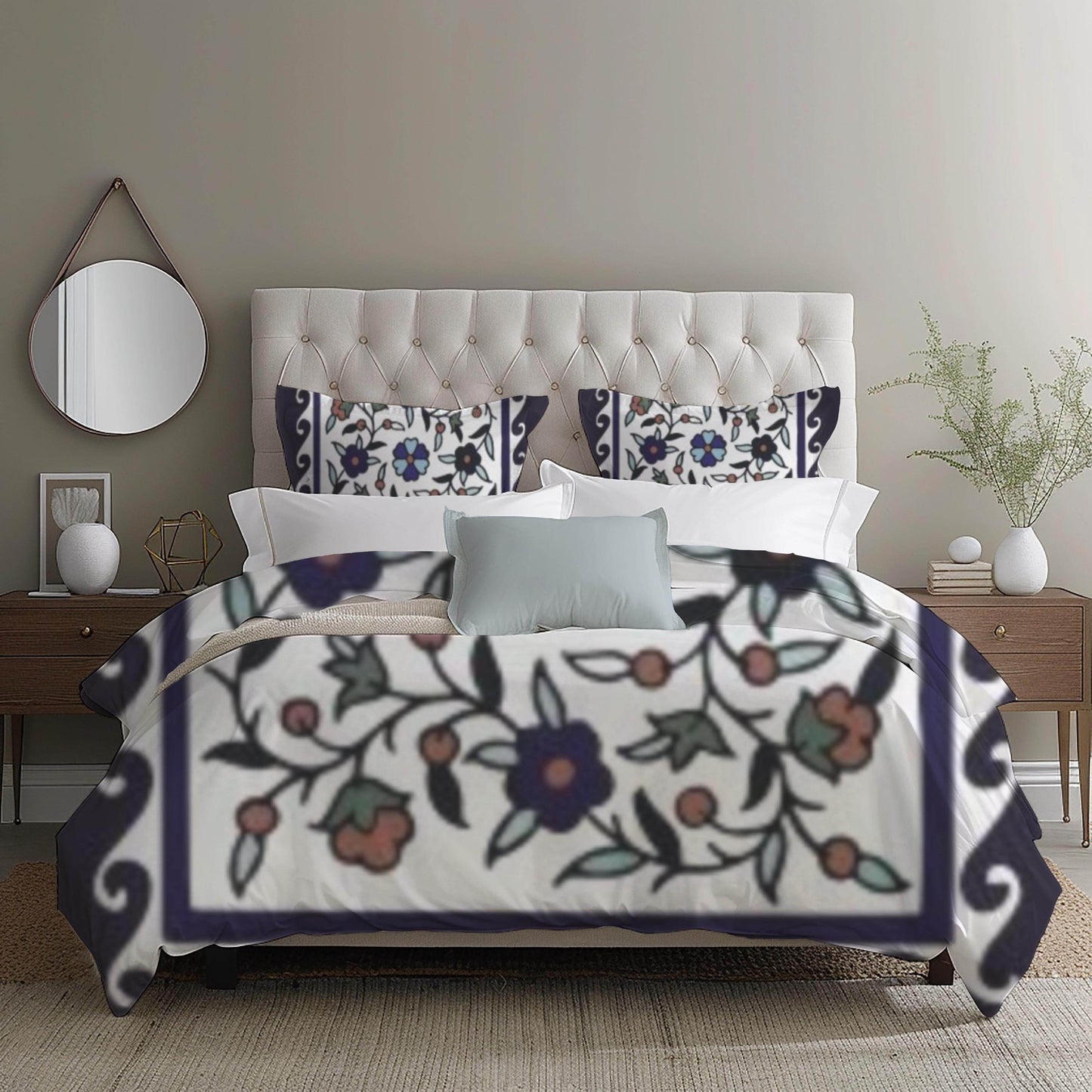 Floral Duvet Cover - Armenian Bedding Set With Haykakan Pattern & Iznik Motifs - timelessbohochic.com