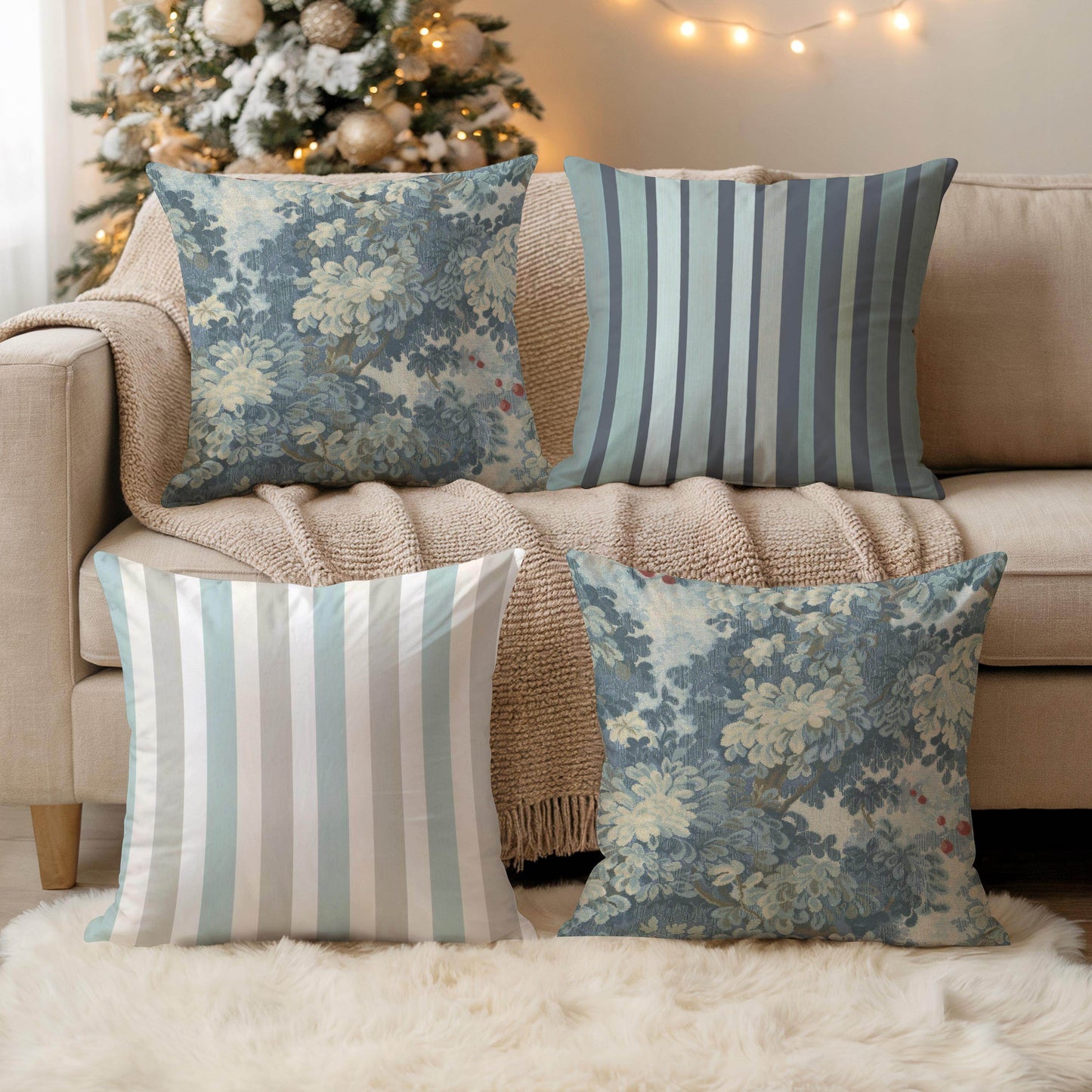 French Tapestry Pillow - Aubusson Style Decorative Cushion 18x18 Inch with Soft Filling - timelessbohochic.com