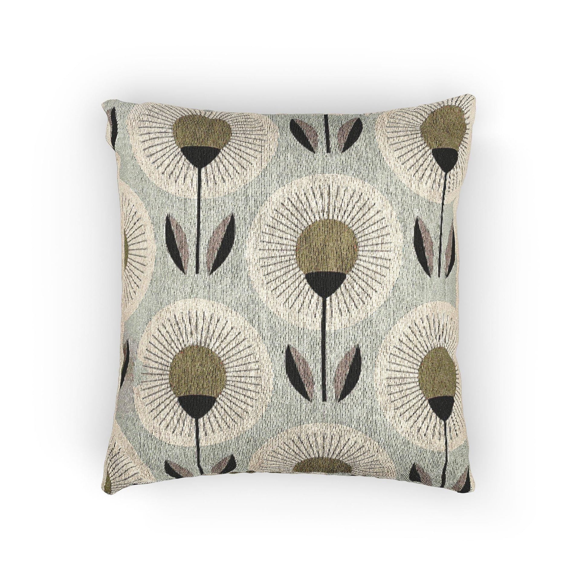 Woven Floral Pillow - Modern Home Cushion | Botanical Accent Throw Pillow