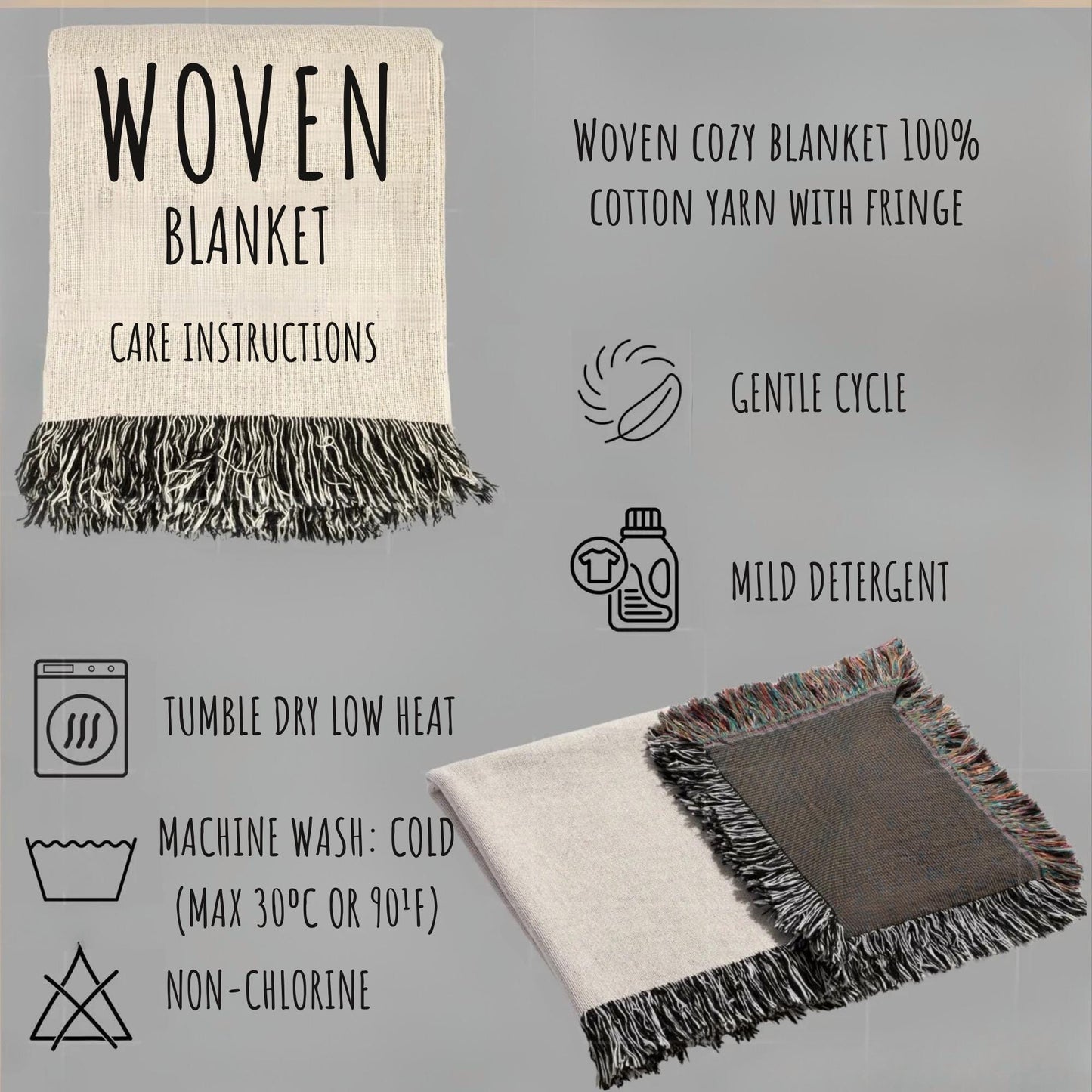 Anatolian Inspired woven blanket with rug-style pattern styled for layered home decor