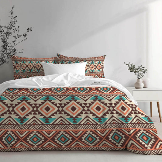 Native American Bedding Set - Colorful 3 Piece Duvet Cover With Zipper & Pillowcases - timelessbohochic.com