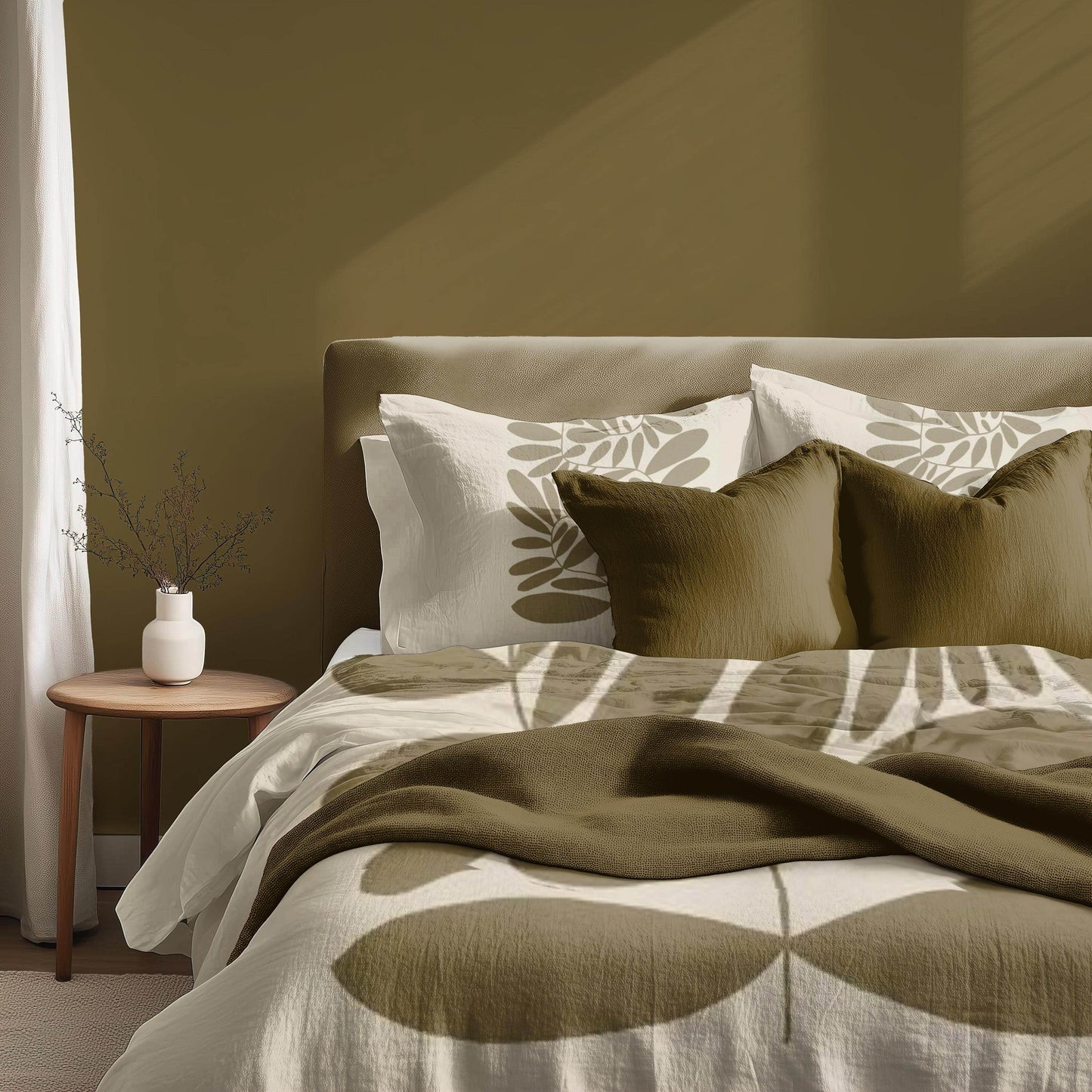 Mid Century Modern Bedding - Linden Tree Pattern Duvet Cover Set with Lime Tree Design - timelessbohochic.com