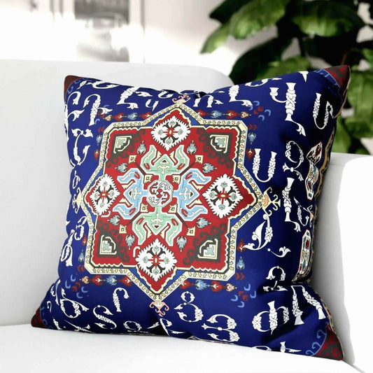 Modern Geometric pillow cover with geometric pattern styled on a sofa or bed