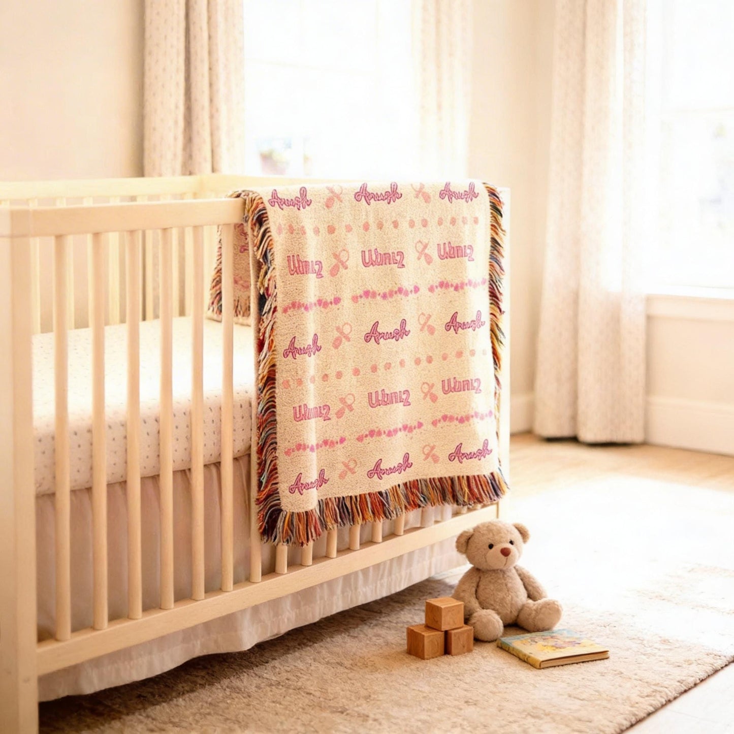 Armenian Monogram Woven Cotton Baby Blanket — Baby & Christening