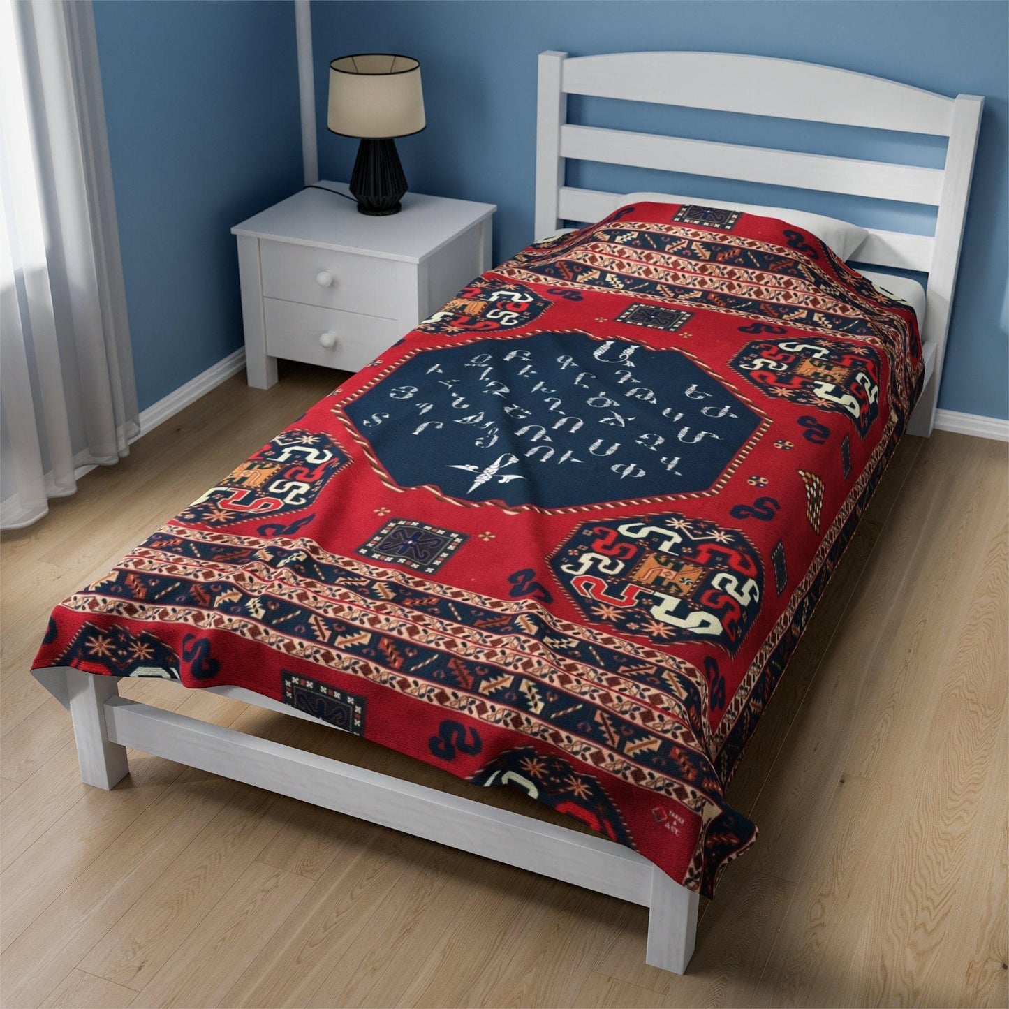 Armenian Alphabet Plush Velveteen Blanket — Heritage gift