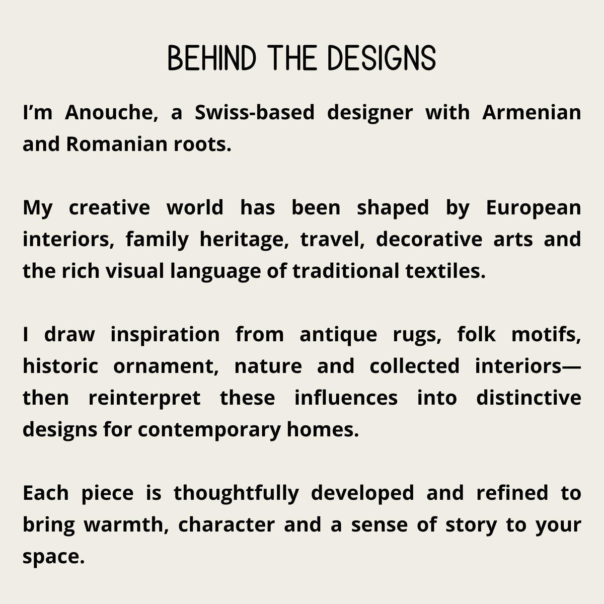 Behind the designs: Anouche, a Swiss-based designer with Armenian and Romanian roots