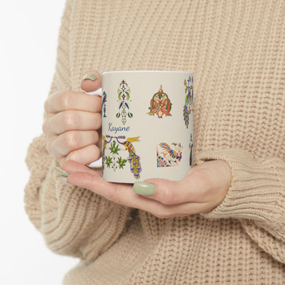 Personalized Armenia Ceramic Mug, Heritage Symbols, White Keepsake - timelessbohochic.com