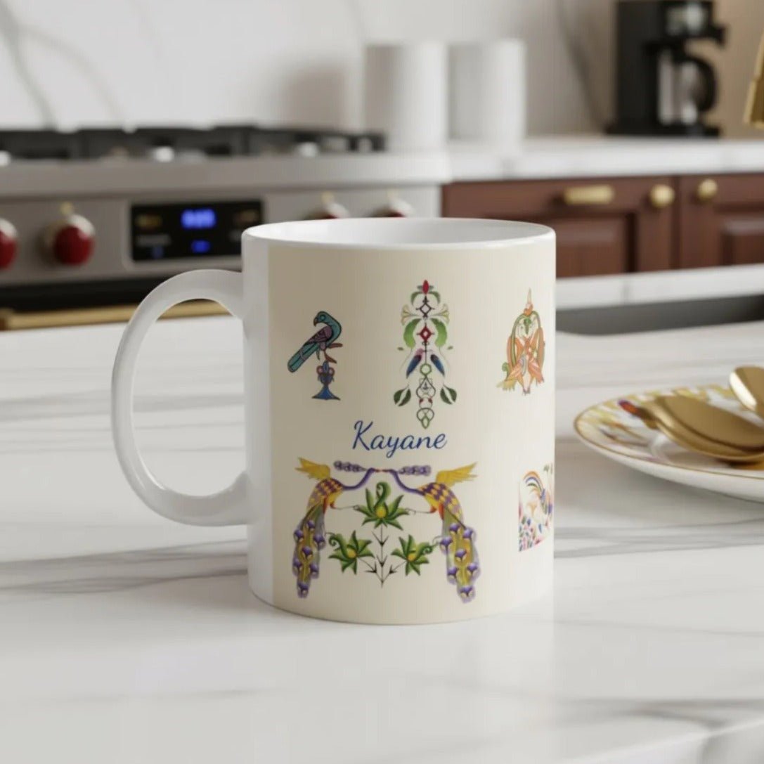 Personalized Armenia Ceramic Mug, Heritage Symbols, White Keepsake - timelessbohochic.com