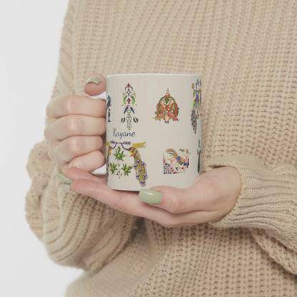Personalized Armenia Ceramic Mug, Heritage Symbols, White Keepsake