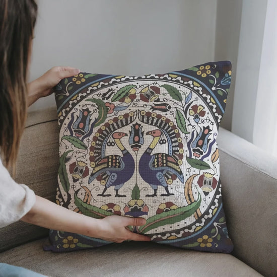 Armenian peacock throw pillow product video