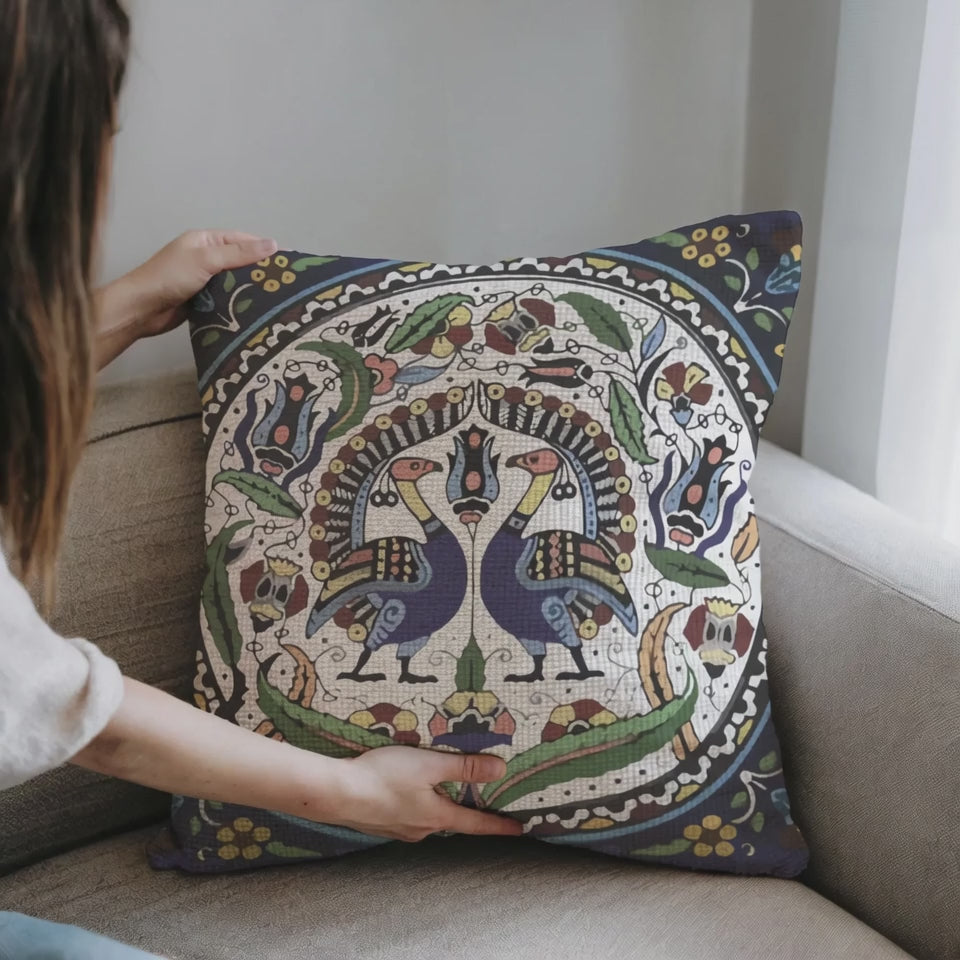 Armenian peacock throw pillow product video
