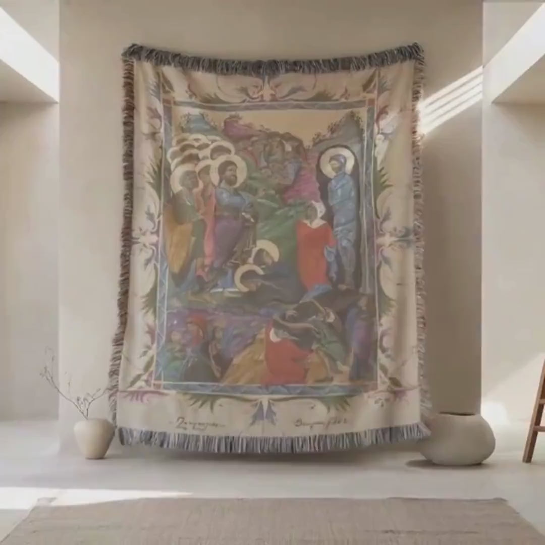 Video: Armenian Sacred Scene Woven Wall Tapestry - Diaspora Heritage Gift