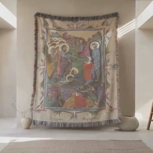 Video: Armenian Sacred Scene Woven Wall Tapestry - Diaspora Heritage Gift