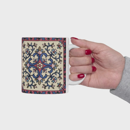 Armenian Floral Pattern Ceramic Mug, 11oz or 15oz, Personalized