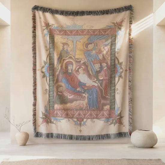 Video: Nativity Armenian Woven Wall Tapestry II