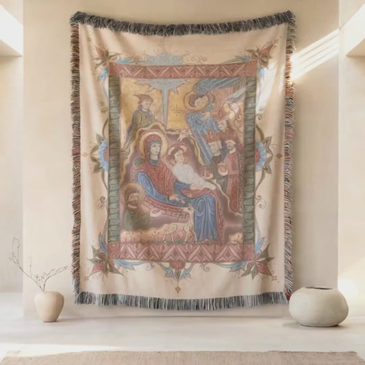 Video: Nativity Armenian Woven Wall Tapestry II