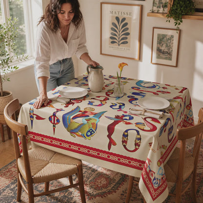 Product video: Armenian bird letter square tablecloth