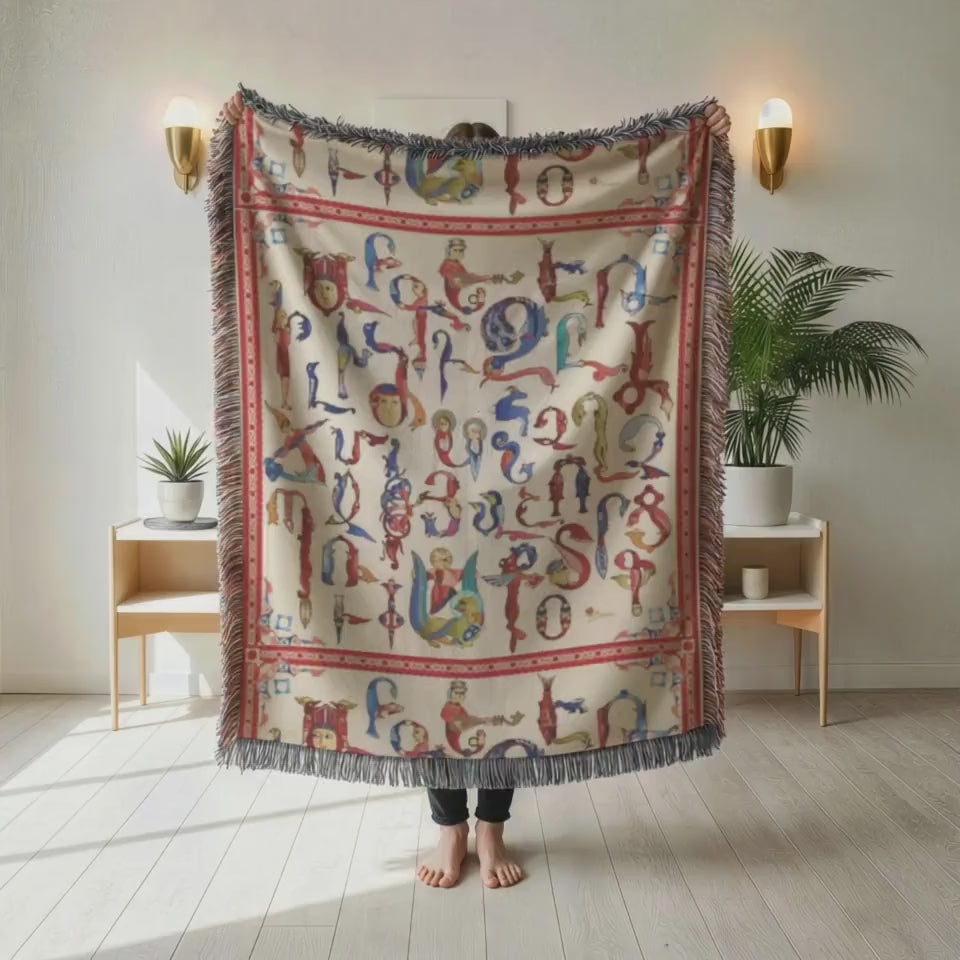 Video: Armenian Alphabet Woven Wall Tapestry - Christening Gift