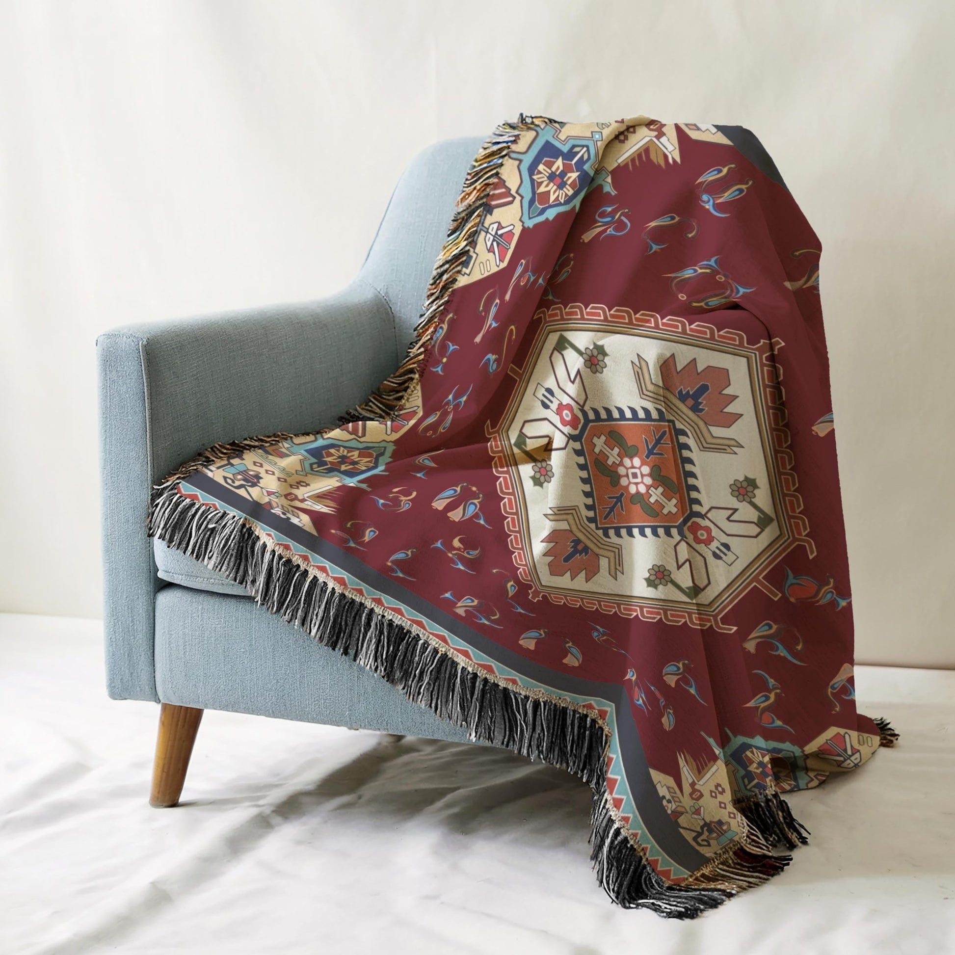 Western Armenian Alphabet Woven Cotton Blanket – Housewarming Gift - timelessbohochic.com