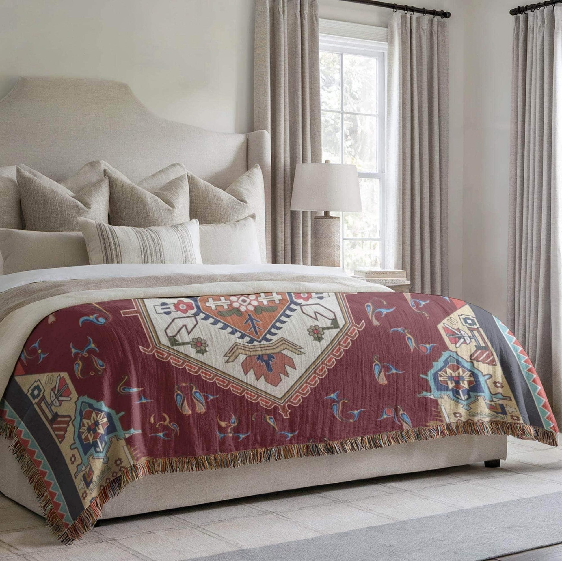Western Armenian Alphabet Woven Cotton Blanket – Housewarming Gift - timelessbohochic.com