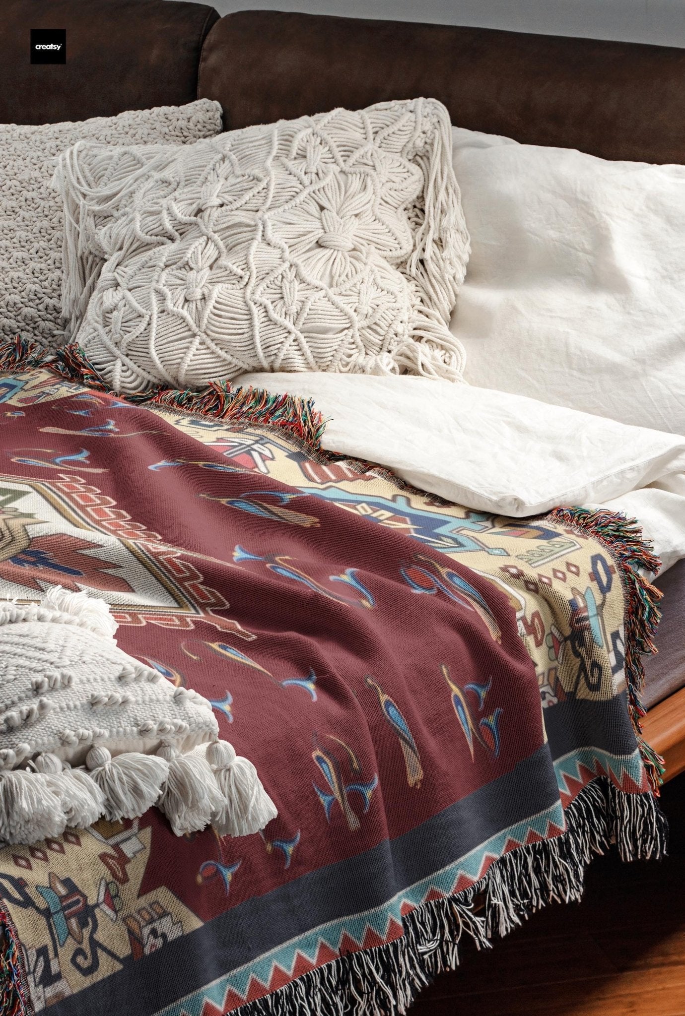 Western Armenian Alphabet Woven Cotton Blanket – Housewarming Gift - timelessbohochic.com